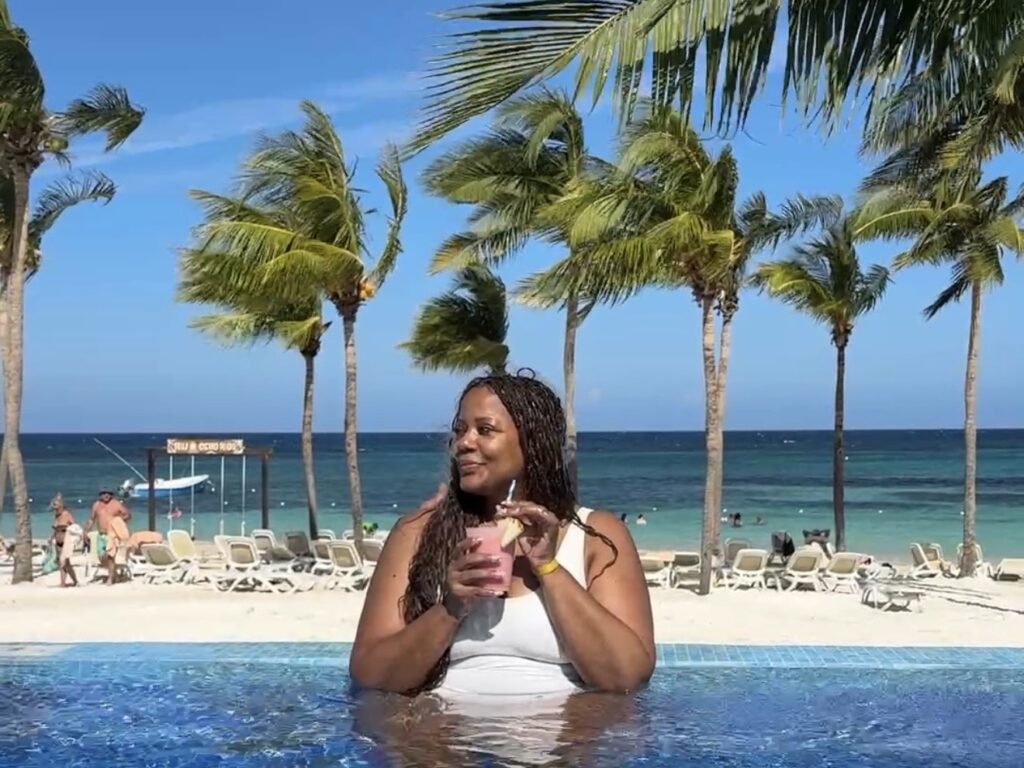 solo traveler at adult pool at Riu Ocho Rios